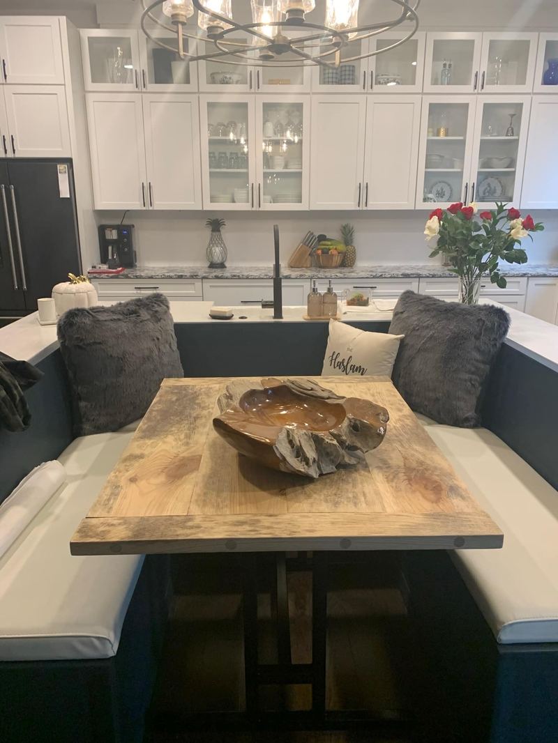 Kitchen island with live-edge counter
